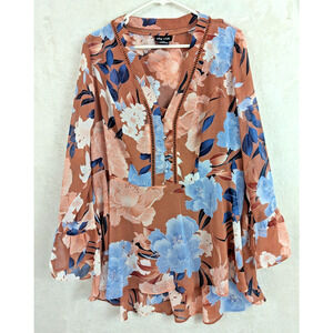 City Chic sz 16 Tunic Blouse peplum boho floral lined top 2840